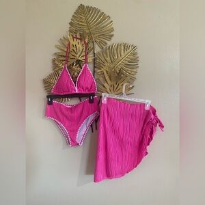 Pink Bikini Set with Cover-Up